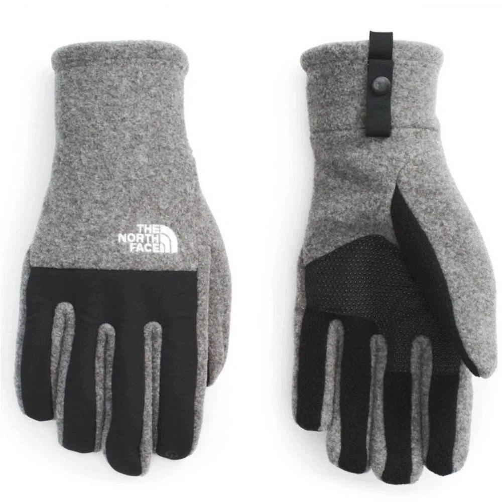 The North Face Youth Denali Etip Fleece Lined Tech Gloves Sz S Gray & Black NWT